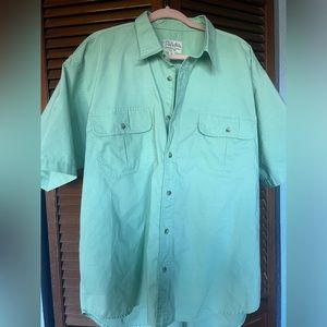 Retro mint green short sleeve button up fishing / safari shirt.